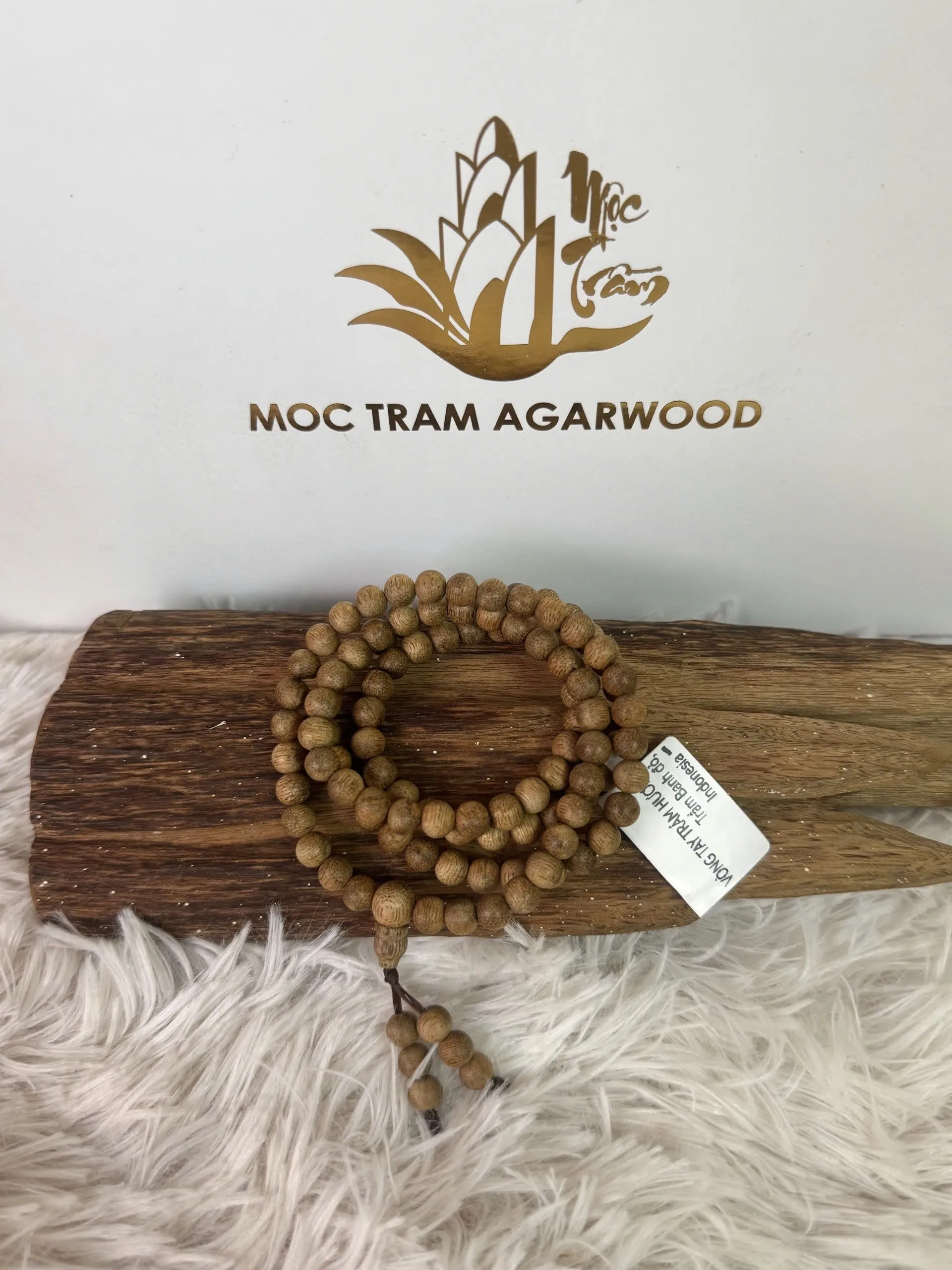 108 Beads Agarwood Bracelet – Natural Indonesian Red “Banh” Agarwood Mala (6mm Oud Bracelet)